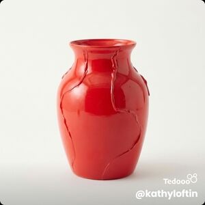 Red Ceramic Decorative Vase